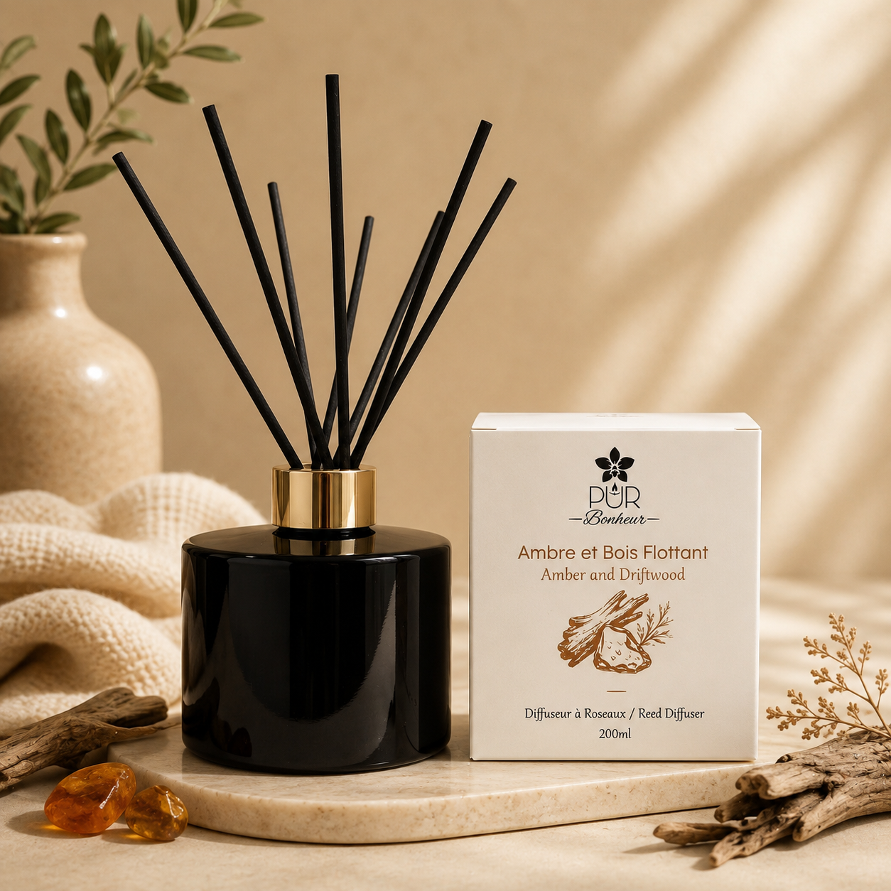 Diffuseur à Roseaux - Ambre et Bois Flottant